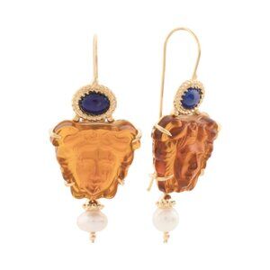 TAGLIAMONTE Made In Italy 18kt Gold Plated Amber Venetian Glass Earrings